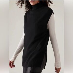 Athleta Black Alpine Tabard Sweater Tunic Wool cashmere blend Large NWT